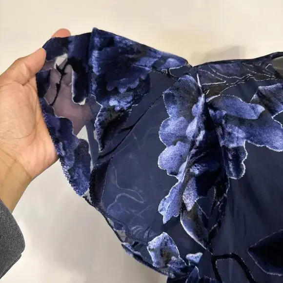 Anthropologie Hutch Short Sleeve Velvet Burnout Wrap Floral Maxi Dress ZOLA - XL - Picture 4 of 15